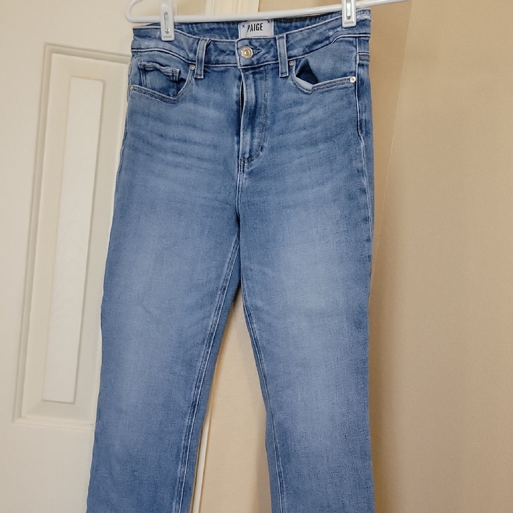 PAIGE Women's Light Blue Straight Leg Jeans Cindy
